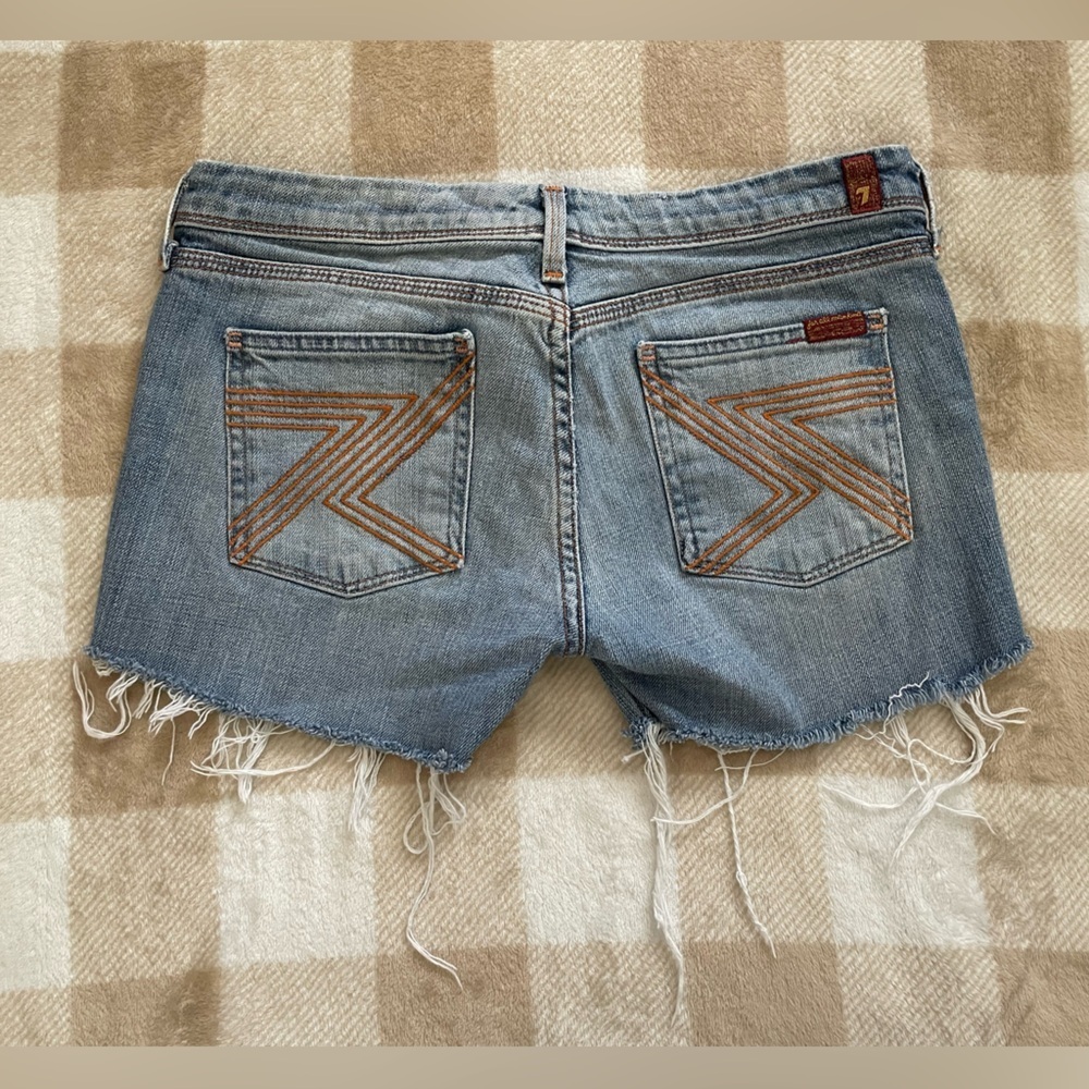 Vintage 7 For All Mankind Women's Blue Denim Shorts Flynt Pant